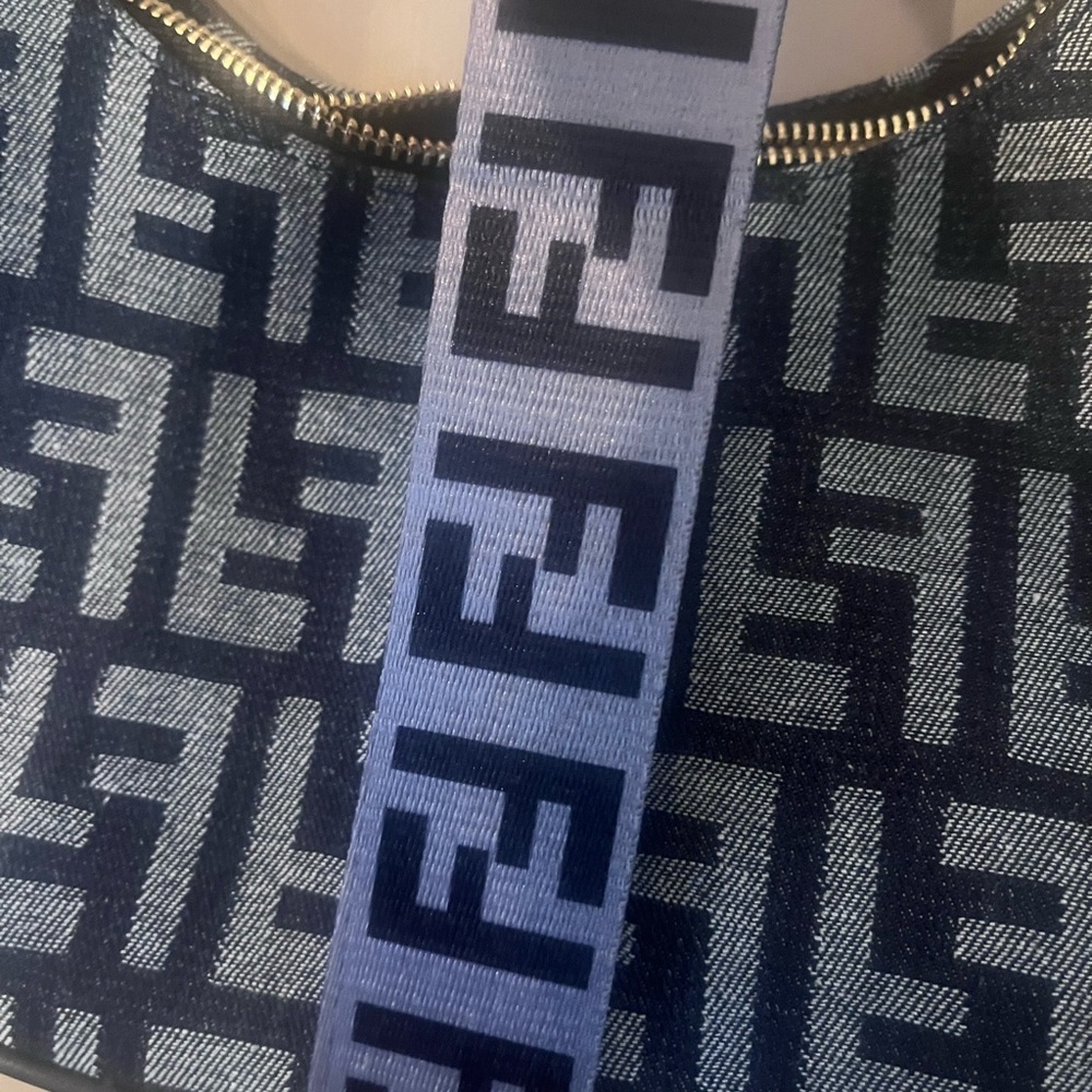 Fendi Designer-Style Navy Patterned Hobo Bag - Picture 2 of 9